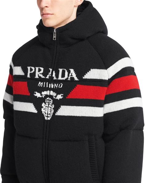 prada hooded down jacket|Prada cropped cashmere down jacket.